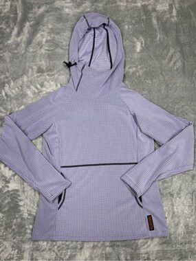 Melanzana Light Lavender Micro Grid Hooded Pullover